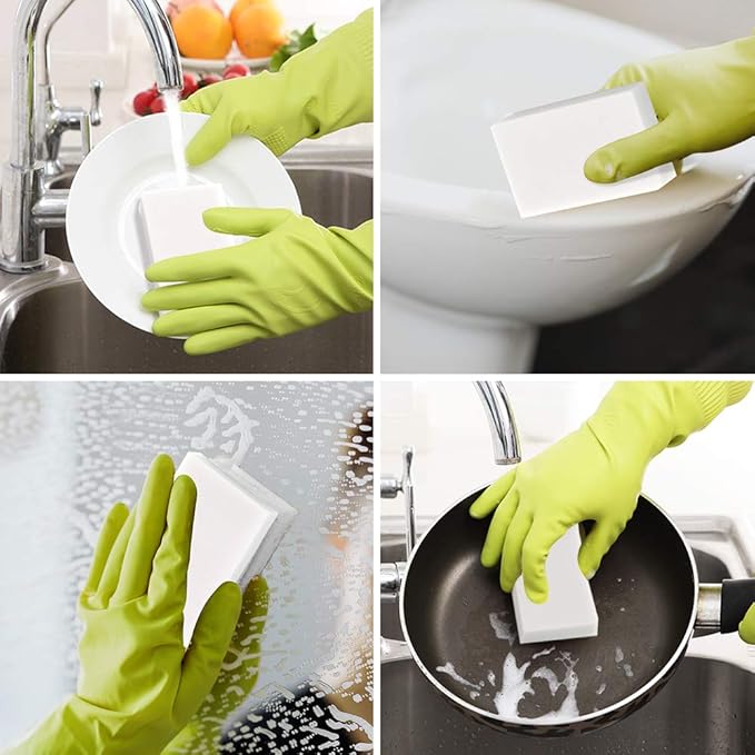 100 Pack Magic Sponge Eraser Extra Thick and Long Lasting Melamine Cleaning Sponges in Bulk - Multi Surface Power Scrubber Foam Cleaning Pads - Bathtub Floor Baseboard Bathroom Wall Cleaner