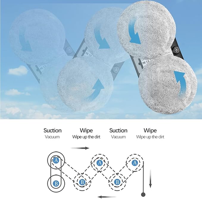 Automatic Smart Window Cleaning Robot with Single Water Spray 5600Pa Suction Multiple Cleaning Modes &amp Remote Control UPS Backup &amp Safety Rope for High Windows Mirrors and Tiles (White)