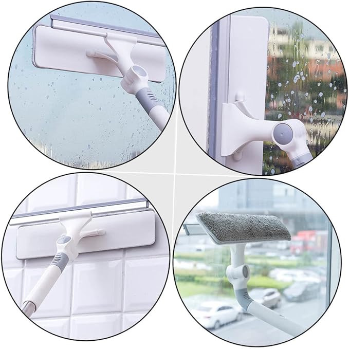 Multi-Use Adjustable Window Cleaning Wiper Extendable Handle Double-Sided Glass Scraper for Home and Office Use for Streak-Free Cleaning