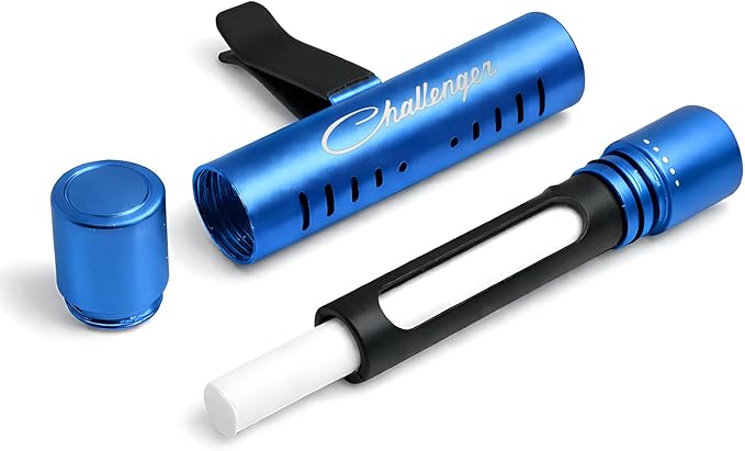 iPick Image for Dodge Challenger Classic Car Vent Air Freshener Clip - Official Licensed Blue Aluminum with Adjustable Window + 10 Refill Sticks