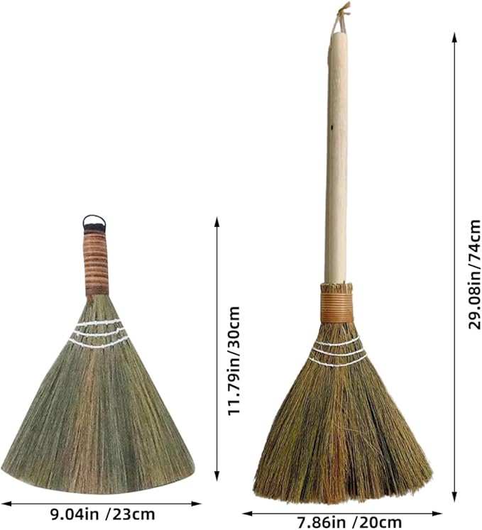 Veemoon 2pcs Handle Household Cleaning Brooms Soft Bristle Dust Removing Sweeper Set Small Desktop and Large Detachable Handle Brooms for Home and Kitchen Use