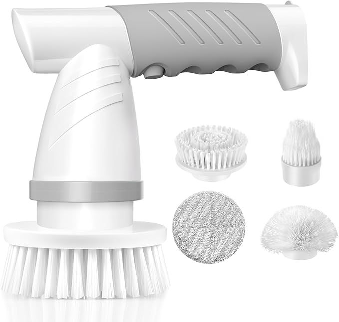Electric Spin Scrubber Bathroom Shower Electric Scrubber for Cleaning Tub/Tile/Floor/Sink/Window Power Cleaning Brush Rechargeable Cordless with 4 Replaceable Cleaner Brush Heads