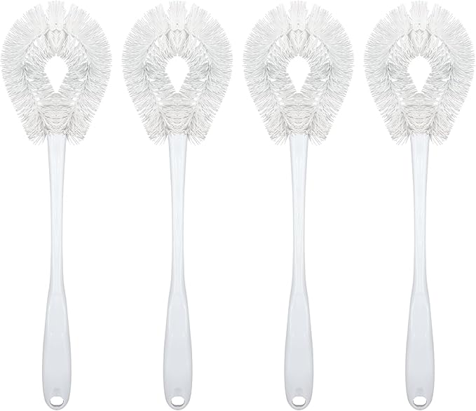 LOLA Toilet Bowl Brush w/Curved Head 4 Pack Coated Wire Durable Poly Bristles Reaches Under Toilet Bowl Rim
