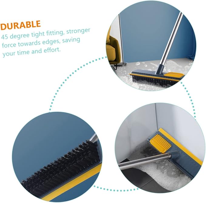 2pcs Telescopic Deck Brush Scraper Grout Brush for Hard Floor Cleaner Dual Use Scraper