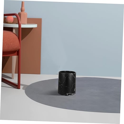 Cabilock Marble Pattern Trash Can Lidless 10L Round Waste Basket for Living Room Kitchen Bathroom Plastic Waste Bin for Home Office