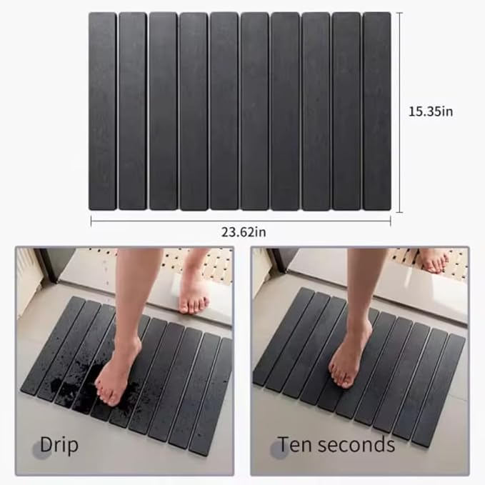 Large Stone Dish Drying Mat for Kitchen Counter – Collapsible Quick Drying Dish Mats | Versatile Dish Stone Drying Mat for Cups Dishes Bottles | Non-Slip Kitchen Sink Mat | (23″ × 15.5″) Dark Grey