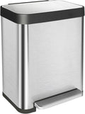 10 Gallon Ktichen Trash Can with Lid Stainless Steel Trash Can with Removable Inner Bucket Soft Close Lid Step-On Pedal Bin for Kitchen Office Bathroom