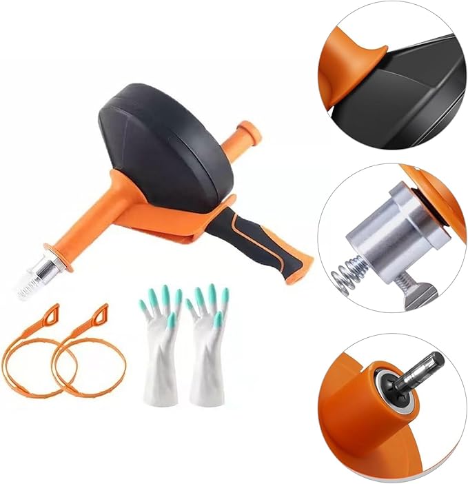 Manual and Electric Drain Cleaner with Steel Spring for Kitchen Sink Bathroom Toilet Clog Removal Ergonomic Handle