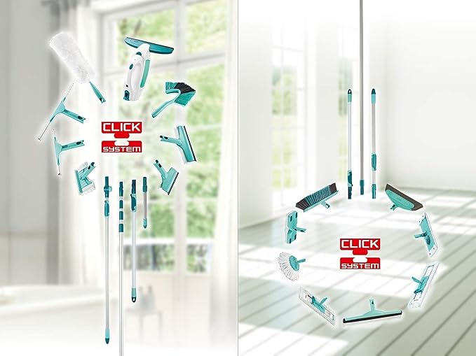 Leifheit Profi XL Micro Duo + Duster Static Floor Wiper (Turquoise Wood Marble Tile)