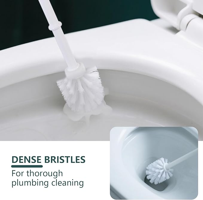 Toilet Brush Holder Set for Bathroom Cute Dog Base Solidly Toilet Bowl Brush Holder and Decorative Bathroom Ceramic Cleaning Kit with Brush and Holder (White)