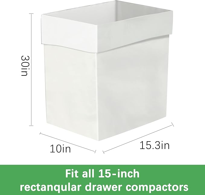 60 Pack Trash Compactor Bags W10165294RB Fits for 15-inch Rectangular Drawer Compactors2.6 Mils Leak Proof Heavier Duty Compactor Bags Compatible with Whirlpool Kenmore15 Gallon Garbage Disposal Bag