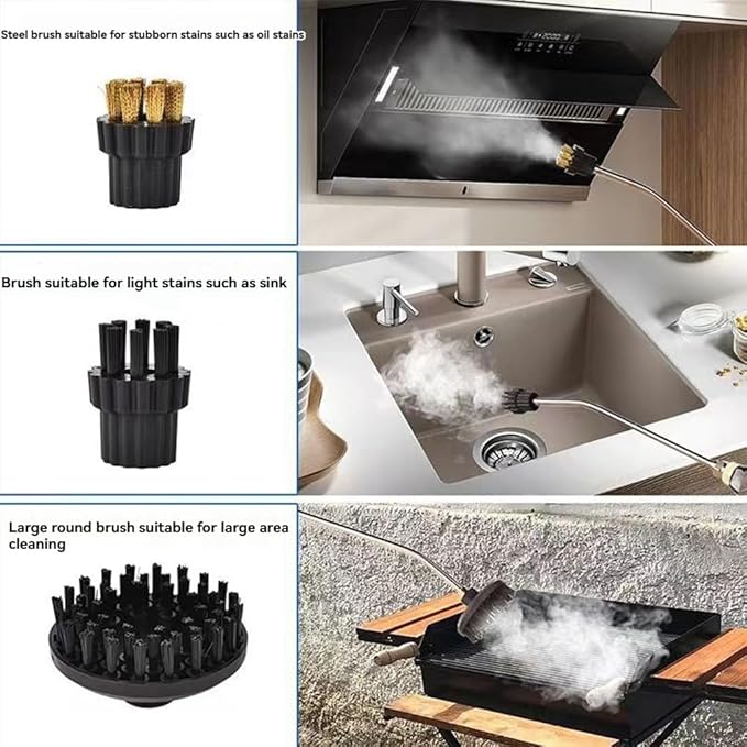 High Pressure and Temperature Steamer 2m Double-Layer Explosion-Proof Steam Pipe Leakage Protection Anti-Dry Burning Handheld Steam Cleaner B US Plug