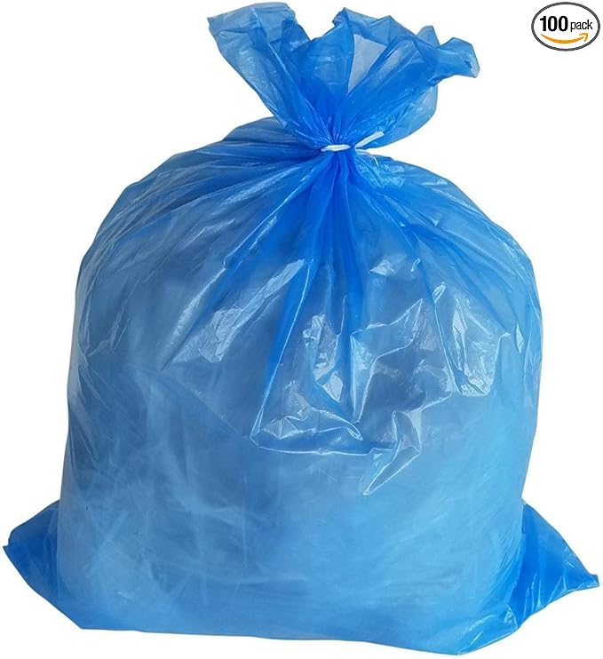 PlasticMill Heavy Duty Trash Bags - Blue Garbage Bags - Plastic Trash Bags - Tall Trash Bags Trash Can Liners - 40-45 Gallon Large Kitchen Trash Bags 1.5 Mil 40x46 (100-Count)
