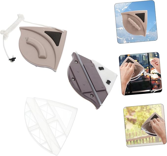 1pc Window Cleaner Magnetic Glass Wipe Brush Magnetic Double Outside Double Sided Window Wiper Window Triangle Glass Cleaning Artifact Plastic/1344
