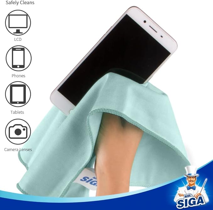 MR.SIGA Ultra Fine Microfiber Cloths for Glass Pack of 12 35 x 40cm 13.7 x 15.7