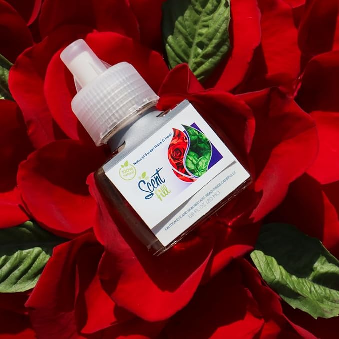 Scent Fill 100% Natural Sweet Rose &amp Basil Plug in Air Freshener Scented Oil Refills 3 Refills