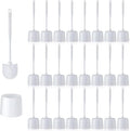 Roshtia 24 Sets Toilet Brush and Holder Set for Bathroom Toilet Bowl Brush Scrubber with Caddy for Deep Cleaning 14.57 Height (White)
