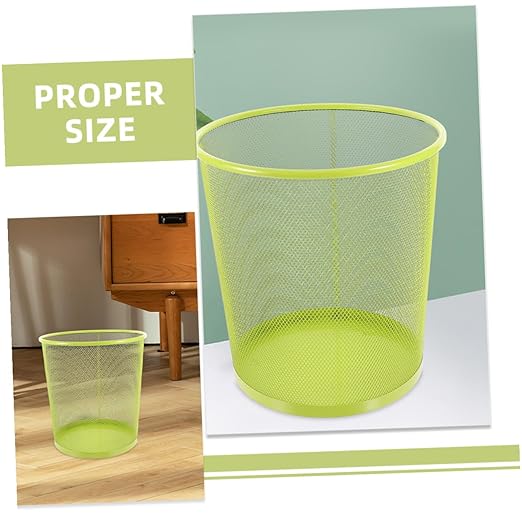 Metal Mesh Trash Can for Bathroom and Office Large Green Wire Wastebasket Multipurpose Rubbish Container for Living Storage and Waste Practical Home and Hotel Use