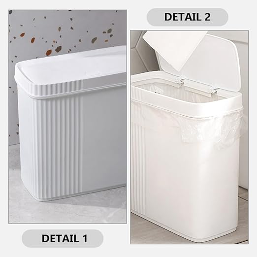 Trash Can with Lid Large Capacity Plastic Household Garbage Container for Bedroom Bathroom Office Wastebasket