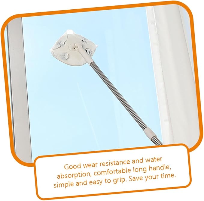 SUPVOX Retractable Dust Mop with Rotatable Triangle Head No Washing Handheld Household Cleaning Mop White for Home Use
