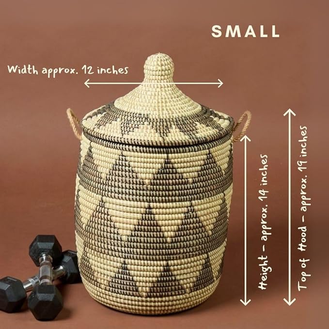 Decorative Basket Black and Beige 12 Inch Wide 14 Inch Tall