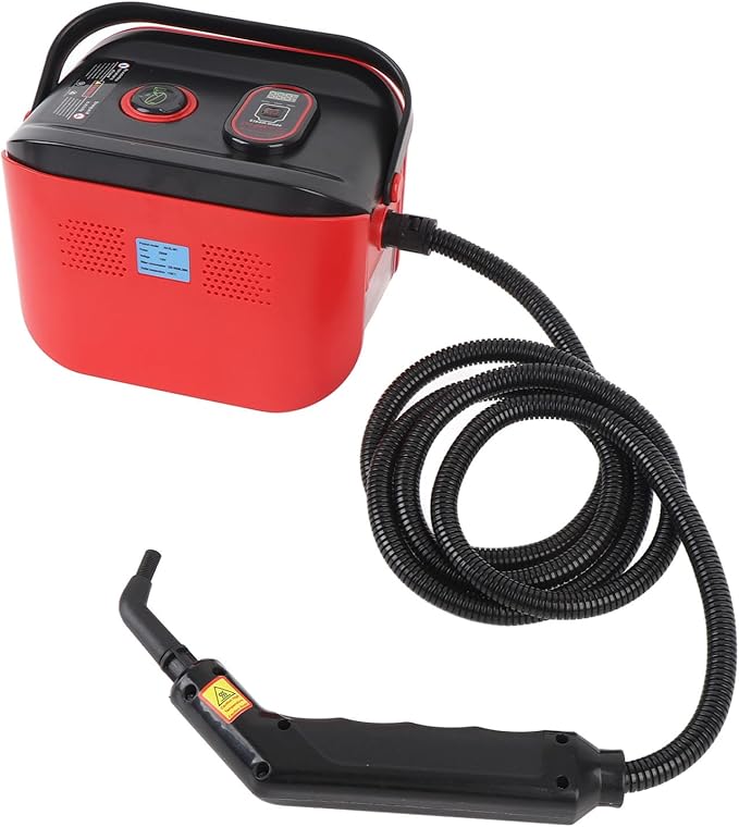 Handheld Pressurized Steam Cleaner Multipurpose Portable High Pressure High Temperature Red - Rapid Heating Effective Grease Removal Ideal for Home and Car Cleaning
