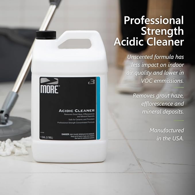 MORE Grout Cleaner for Tile Floors - Acidic Grout Cleaning Solution - Removes Cement-Based Grout Haze Efflorescence and Mineral Deposits - Gallon 128oz
