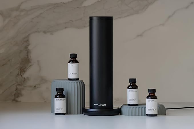 AromaTech New AroMini BT Plus Scent Diffuser w/Bluetooth – Cold-Air Diffusion Scent Machine for Home Office Hotel Spa – Nebulizing Diffusion System for Essential Oil Blends (Gold)