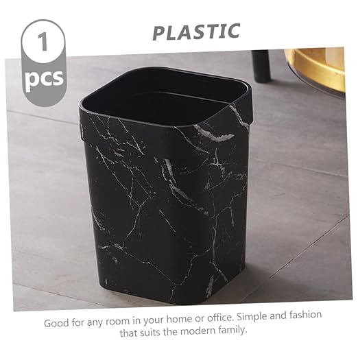 IMIKEYA Marble Small Square Trash Can Lidless Wastebasket with Non Slip Thick Base Compact Bathroom Garbage Container for Home Hotel Ktv Versatile Industrial Style