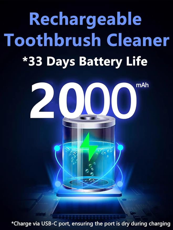 Toothbrush Cleaner &amp Toothbrush Holder Cleaning and Air Drying LED Smart Screen Rechargeable Wall Mount Toothbrush Holder for Bathrooms