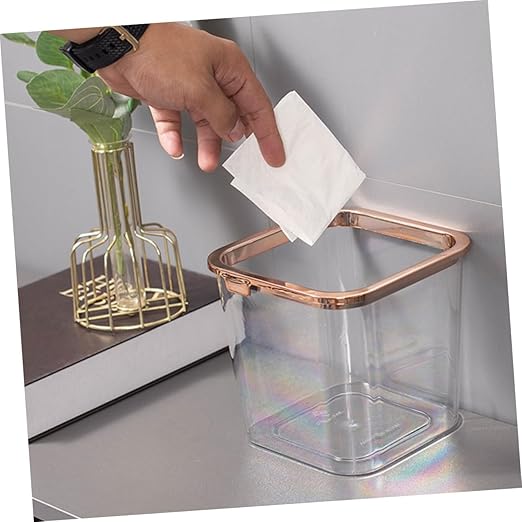 PRETYZOOM 2pcs Trash Can Sturdy Design Heavy-Duty Wastebasket for Kitchen Bathroom Office Garbage Bin Press Ring