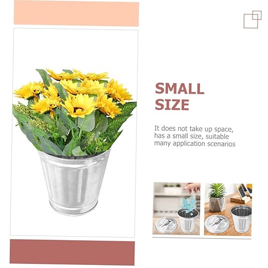 4pcs Galvanized Planter Trash Can Lid Small Wastebasket Lid for Indoor Plants Storage Container