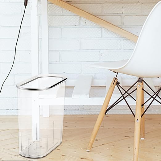 Okllen 2 Pack Clear Small Trash Can Plastic Rectangle Wastebasket Trash Bin Garbage Container Slim Trash Can for Bathroom Kitchen Dorm Home Office 12.4 L x 5.3 W x 11 H
