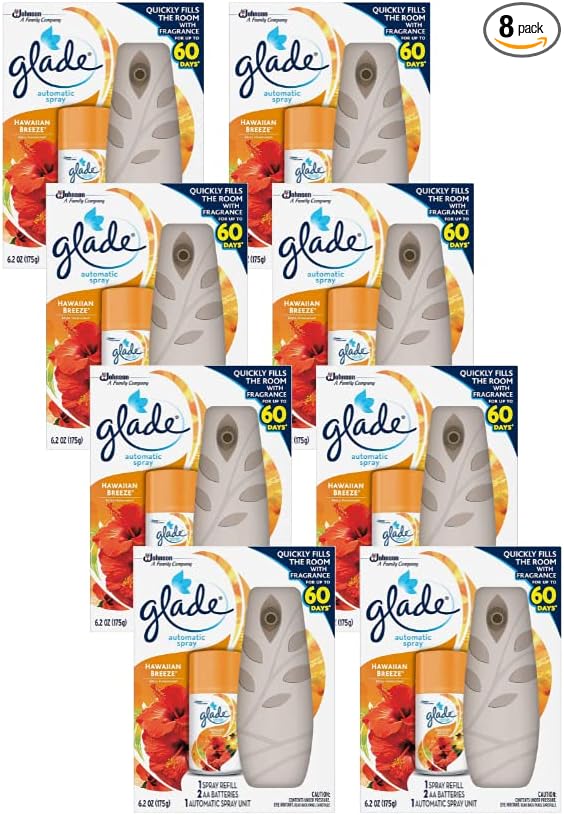 Glade Automatic Spray Air Freshener Hawaiian Breeze Starter 6.2 Ounce (Pack of 8)
