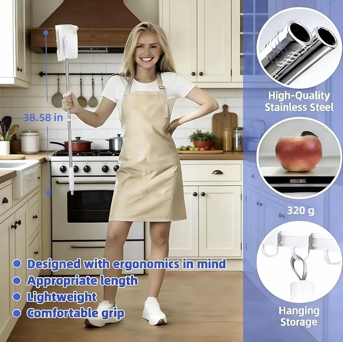 Snap Grip Mini Mop Touch Free Press Grip Removable Polvo Mini Lazy Dust Mop and Sweeping Mop for Wet and Dry Disposable Pads Multi-Surface Floor Cleaning (5 Sheets Included)