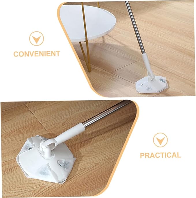 Handheld Dust Mop Set with Dry Cleaning Cloth Electrostatic Triangular Floor Sweeper for Hardwood Floors Rotatable Mop Head for Home Dust Removal
