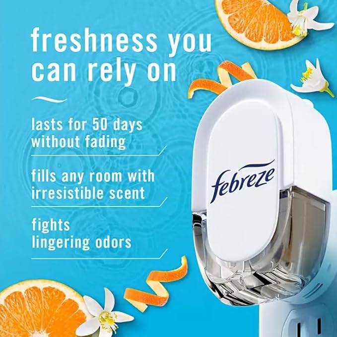 F.e.b.r.e.z.e Plug in Air FreshenersOdor Eliminator for Strong Odors 5 Oil Refills (Refresh &amp Energize + April Fresh)