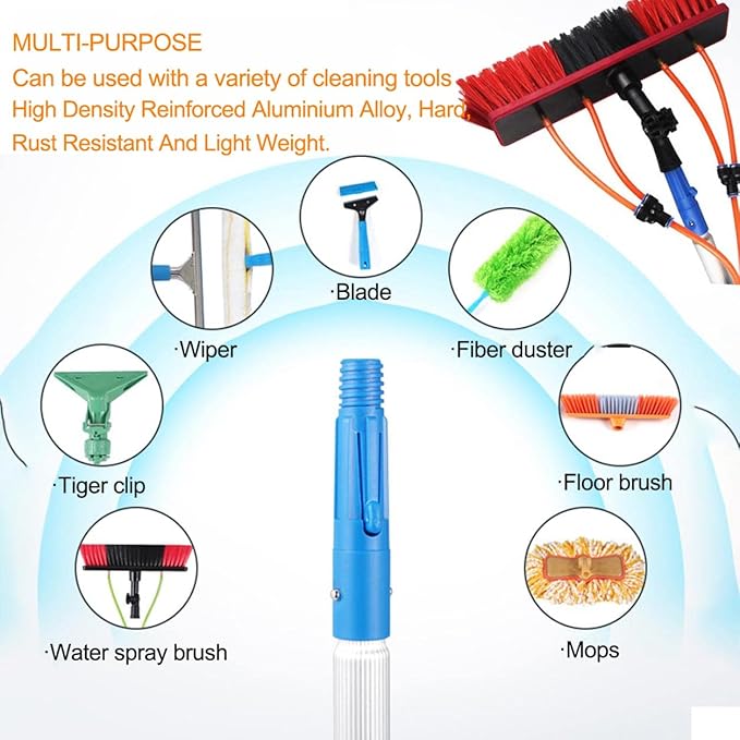 9m/30ft Window Cleaning Telescopic Pole Water Fed Extendable Brush Suitable for Cleaner Conservatory Roof Photovoltaic Panel Cleaning Extendable Solar Panel Roof Cleaning T