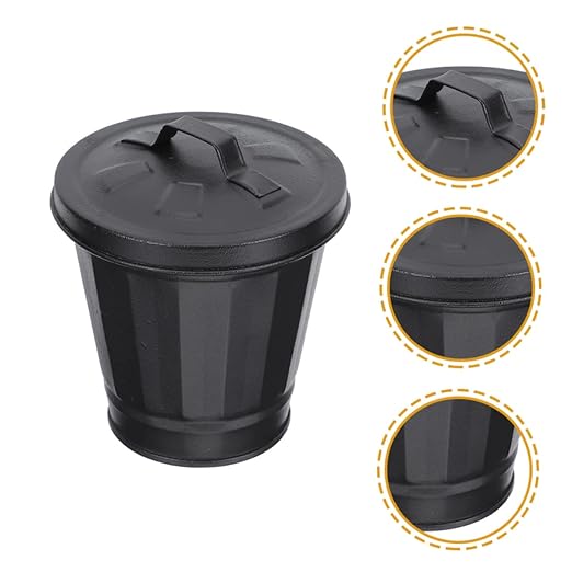 2sets Iron Garbage Can Metal Desktop Mini Wastebasket Farmhouse Style for Home Decor 2pcs*2