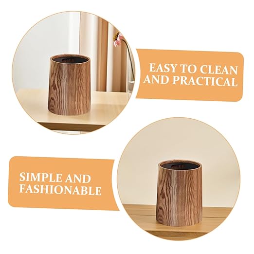 Bathroom Trash Can Wastebasket Rustic Design Large Capacity Counter Trash Can Plastic Construction Suitable for Kitchen Office Bathroom