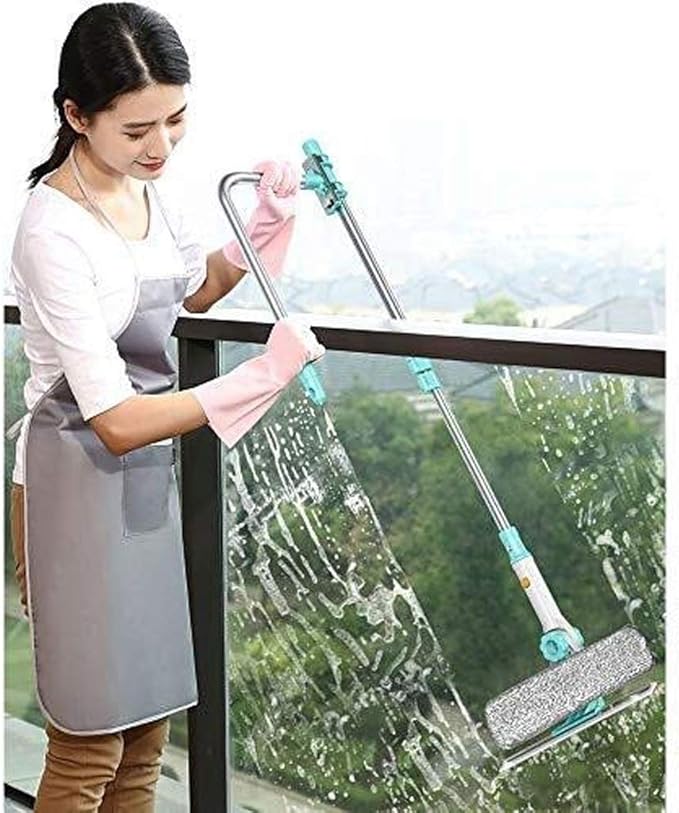 Double-Sided Window Cleaner-Detachable Telescopic U Shaped Professional Cleaning Tool Flexible Outside Glass Cleaner Kit