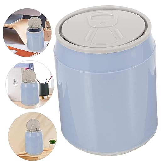 Cabilock 3pcs Mini Trash Can Lid Compact Desktop Wastebasket for Home Office Plastic Rubbish Bin Portable Tiny Trash Container for Indoor Use