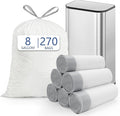 8 Gallon (30L) Trash Bags Fits SONGMICS 8 Gallon Trash Cans 6 Rolls 270 Counts Heavy Duty White Garbage Bags Pre-Separated Drawstring Trash Bags Suitable for Kitchen Bathroom etc.