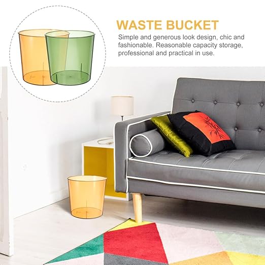 Cabilock 2pcs Clear Practical Garbage Container Slim Office Trash Can for Bathroom Kitchen and Bedroom Reusable Transparent Waste Basket