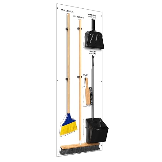 Clean &amp Sweep 5S Shadow Board/Wall Mount Broom Holder 68 x 30 Board 5S Cleaning Station - with Broom and Dustpan Set Included Made in The USA by AccuformNMC White/White PSB116WTWT