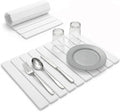 Stone Drying Mat for Kitchen Counter (White Large) - Super Absorbent 30sec Fast-Drying Diatomite Dish Mat Collapsible for Kitchen.