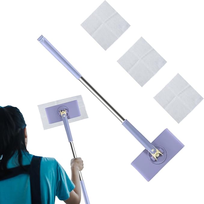 Dust Away Mop – Flat Cleaning mop Wet Dry Cleaning Towels | 18×6 in Size Lightweight Swivel Head Machine Washable Pads Perfect for Quick Cleaning of Hardwood Laminate and Tile Floors