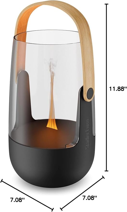 Stadler Form Aroma Diffuser &amp Lantern Sophie for indoors and outdoors diffuses essential oils of your choice illuminated with flame effect battery-operated up to 11 h black with bamboo handle