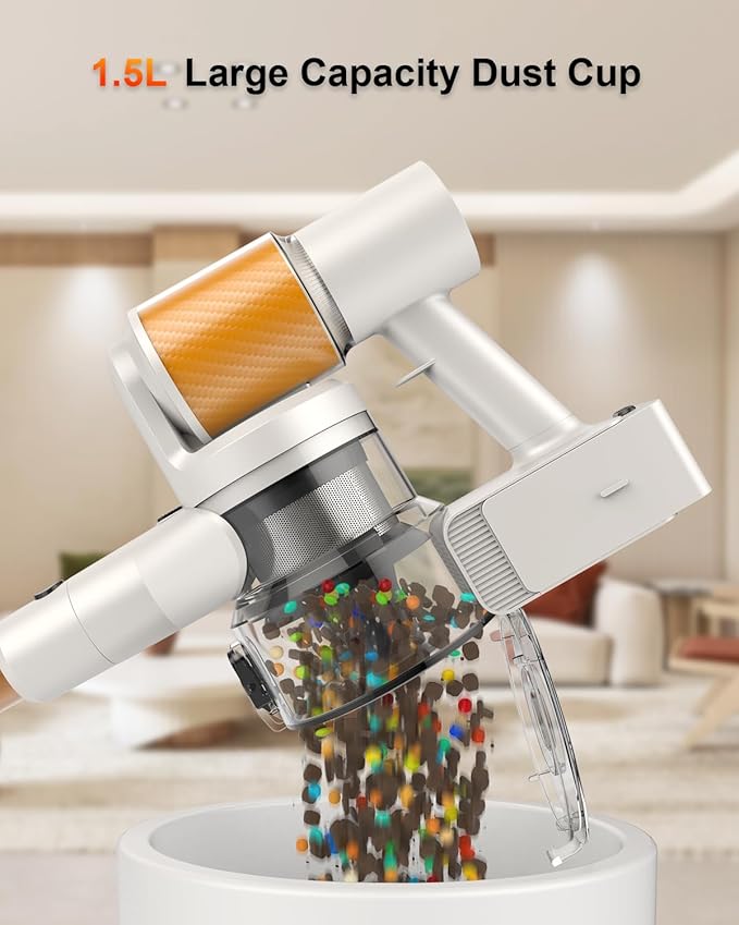 Cordless Vacuum Cleaner 2 Batteries 110 Mins Runtime 580W 48KPA Stick Vacuum with Self-Standing Tangle-Free Brush LED Display Vacuum Cleaner for Home Hardwood Floor Carpet Pet Hair