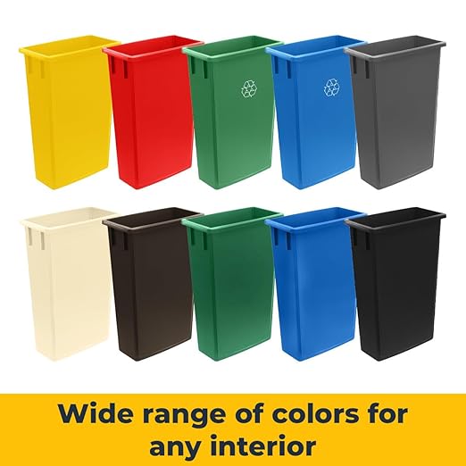 3 pack 23 Gallon Heavy-Duty Trash Can with Lid &amp Dolly Durable Waste Container Slim Rectangular Garbage Bin Recycling Bin Plastic Wastebasket for Kitchen Garage Hotels Restaurants Office